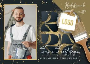 Stijlvolle kerstkaart zakelijk schildersbedrijf goud foto