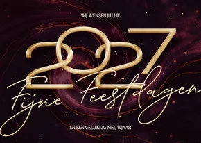 Stijlvolle rode kerstkaart 2027 met marmer swirl