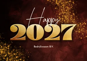 Stijlvolle rode zakelijke kerstkaart gouden 2027