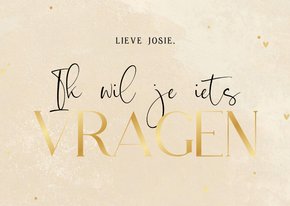 Stijlvolle trouwkaart beige steenlook ik wil je iets vragen