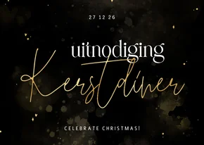 Stijlvolle uitnodiging kerstdiner met goudlook details