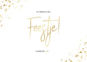 Stijlvolle uitnodiging verjaardagsfeest goudlook