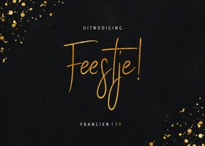 Stijlvolle uitnodiging verjaardagsfeest in goudlook