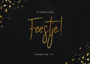 Stijlvolle uitnodiging verjaardagsfeest in goudlook