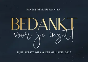 Stijlvolle zakelijke kerstkaart blauw bedankt voor je inzet