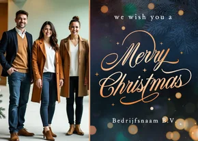 Stijlvolle zakelijke kerstkaart Merry Christmas met foto