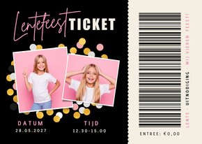 Stoere uitnodiging lentefeest ticket als entreebewijs