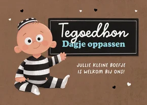Tegoedbon maken boefje baby oppassen grappig