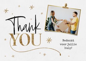 Thank you sterretjes goud foto bedankt