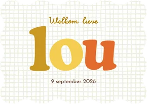 Trendy geboortekaartje wave kleurrijk blokpatroon stoer