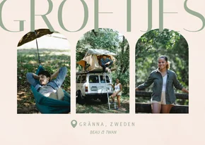 Trendy vakantie fotokaart met bogen in groen groetjes