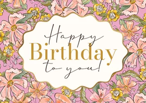 Trendy verjaardagskaart floral zomer bloemen kleurrijk 