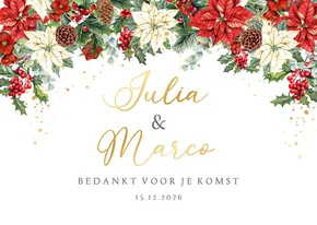 Trouwkaart bedankt kerststerren met kersttakken