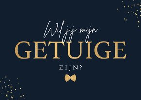 Trouwkaart getuige man stijlvol strikje goud