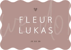 Trouwkaart met golvende rand we do met hartje