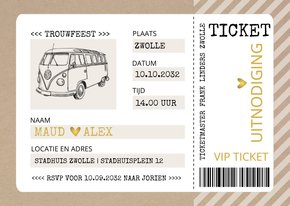 Trouwkaart ticket kraftlook met vw busje