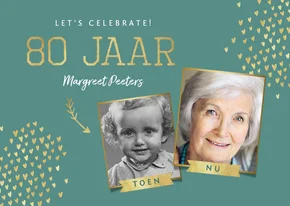 Uitnodiging 80 jaar stijlvol goud toen en nu