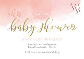 Uitnodiging babyshower watercolor met streepjes