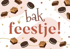 Uitnodiging bakfeestje brownies chocolade en confetti