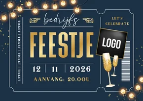 Uitnodiging bedrijfsfeest teamuitje personeel ticket lampjes
