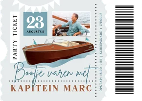 Uitnodiging boot ticket dagje varen verjaardag feestje water