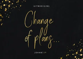 Uitnodiging change of plans zwart met gouden spetters