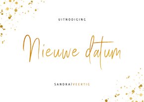 Uitnodiging feestje nieuwe datum met gouden spetters