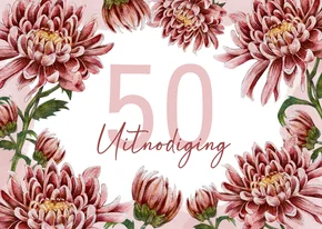 Uitnodiging feestje verjaardag 50 jaar met bloemen