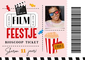 Uitnodiging filmticket popcorn foto