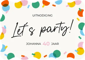 Uitnodiging golfvorm met gekleurde confetti let's party