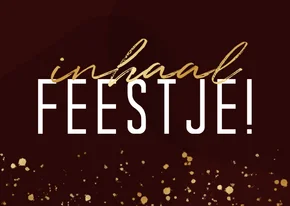 Uitnodiging inhaalfeestje met gouden spetters