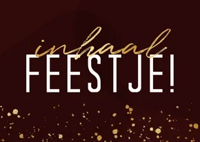 Uitnodiging inhaalfeestje met gouden spetters
