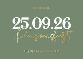 Uitnodiging jubileum 40 jaar in dienst grote datum