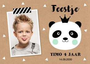 Uitnodiging kinderfeestje jongen foto panda