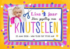 Uitnodiging kinderfeestje knutselen creatief confetti papier