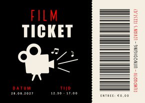 Uitnodiging kinderfeestje - ticket filmfeestje met camera