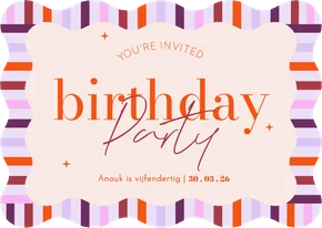 Uitnodiging kleurrijke rand in wave vorm verjaardag