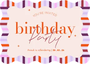 Uitnodiging kleurrijke rand in wave vorm verjaardag