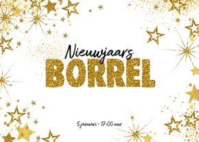 Uitnodiging (nieuwjaars) borrel feestelijke kaart sterren