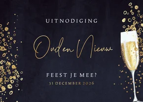 Uitnodiging oud en nieuw bubbels champagne velvet