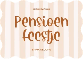 Uitnodiging pensioen met beige streepjes golfvorm