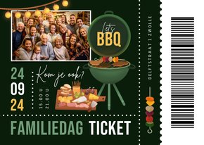 Uitnodiging ticket familiedag bbq borrel feestje tuinfeest