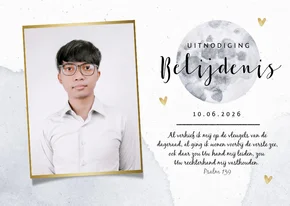 Uitnodiging voor de belijdenis met maan en foto