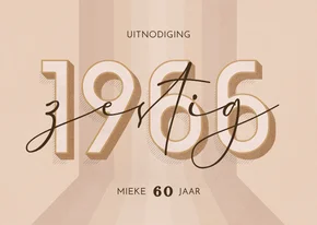Uitnodiging zestig jaar retrolook beige 3d 1966 jaartal