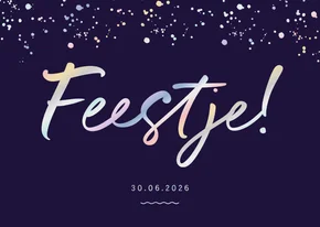 Uitnodigingskaart feestje holografisch spetters