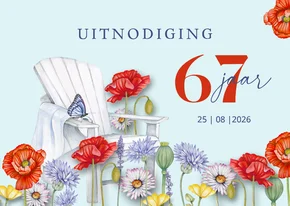 Uitnodigingskaart pensioen veldbloemen