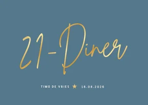 Uitnodigingskaart voor een 21 diner van een jongen