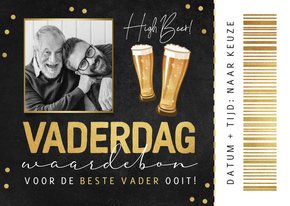 Vaderdagkaart tegoedbon bier ticket goud confetti