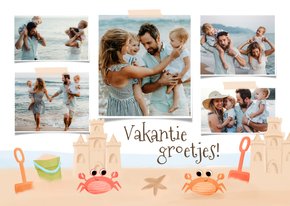 Vakantiegroetjes vanaf het strand fotocollage zandkasteel