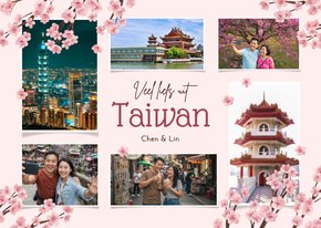 Vakantiekaart Azië bloesem fotocollage groetjes uit Taiwan